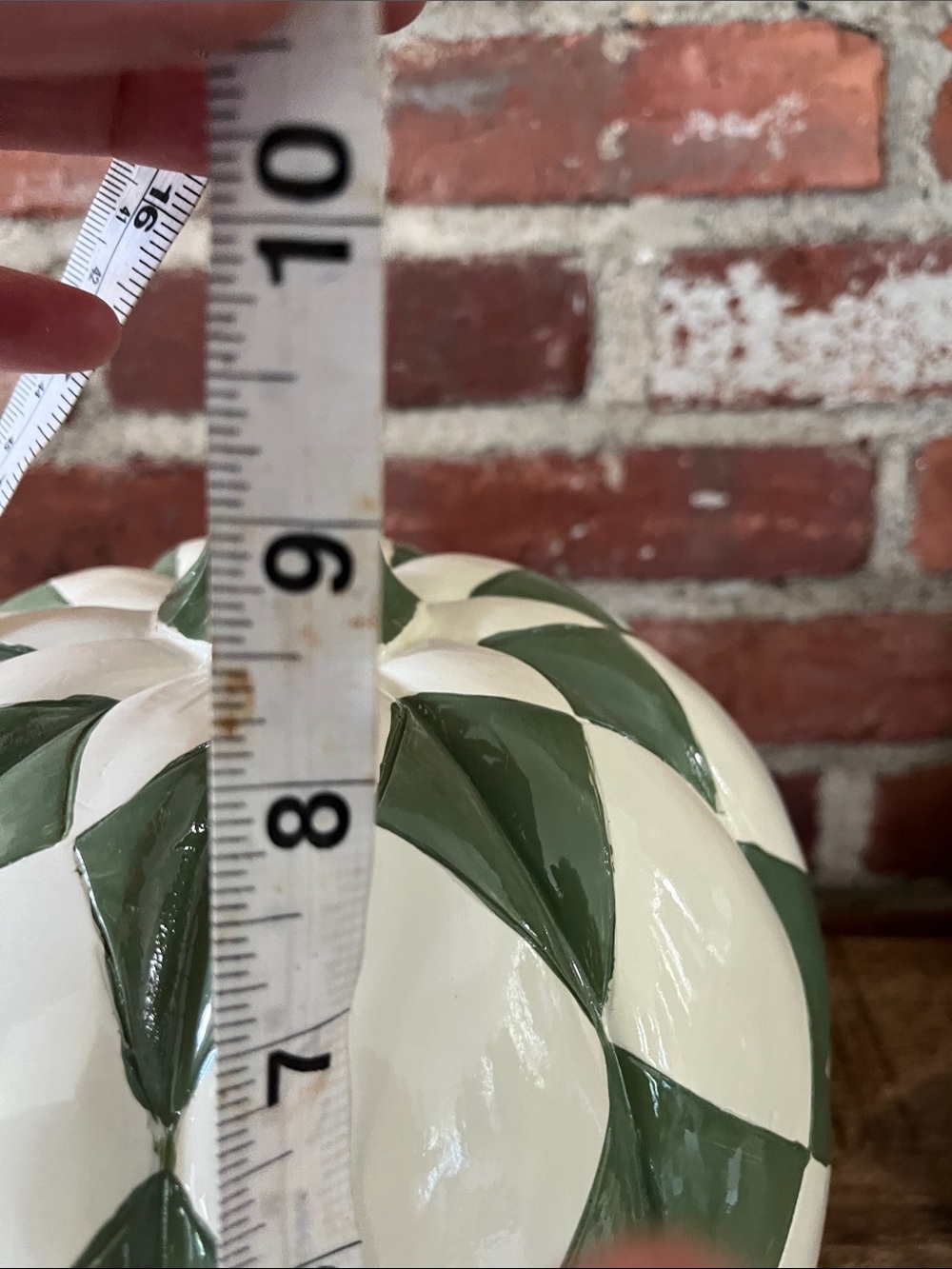 Green and White Checkered resin Pumpkin Accent - Picture 4 of 8
